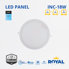 LED Panel redondo 18W incrus, 6500k, 1440 lm, IRC 80, 120G, 100-240V, Marca Royal Lighting (En Stock) x1.5 Puntos
