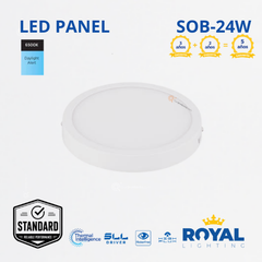 LED Panel redondo 24W S/poner, 6500k, 1920 lm, IRC 80, 120G, 100-240V, Marca Royal Lighting (En Stock) x1.5 Puntos