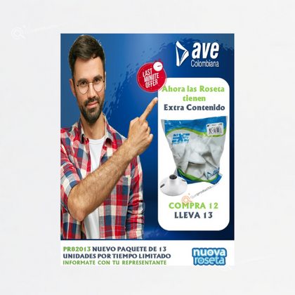 Paquete Eco X1, Pague 12 lleve 13, Roseta 00030I, Ref PR82013, Marca AVE (O)