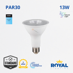 LED Lampara PAR30 13W E27, Cuello Largo, 6500K, 960 lm, 25G, 100-240V, Marca Royal Lighting (En Stock) x1.5 Puntos