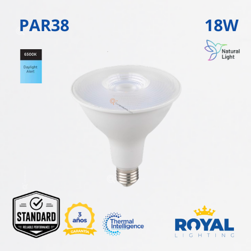 LED Lampara PAR38 18W E27, 6500K, 1440 lm, 25G, 100-240V, Marca Royal Lighting (En Stock) x2 Puntos