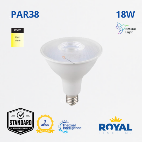 LED Lampara PAR38 18W E27, 3000K, 1440 lm, 25G, 100-240V, Marca Royal Lighting (En Stock) x2 Puntos
