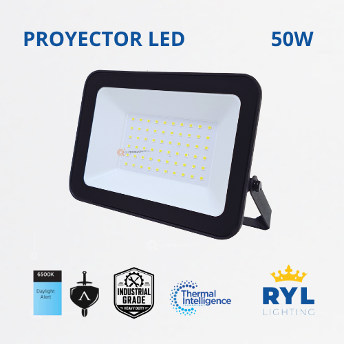 LED Reflector/Proyector 50W, 6500K, 120G, 5000 lm, IP65, 100-270V, Ref YFPNB50, Marca Royal Lighting (En Stock)
