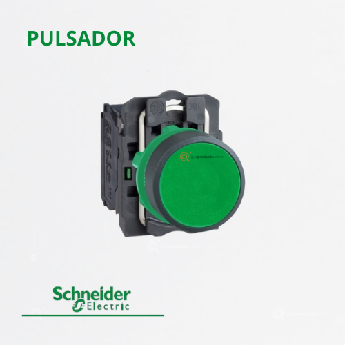 Pulsador verde Ø 22mm, Retorno de Resorte Nivelado, 1 NA, Ref XB5AA31, Marca Schneider (Bajo Pedido)