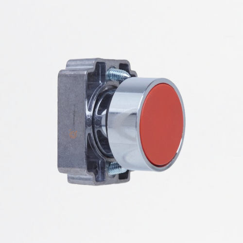 Pulsador 22mm Rojo Metalico sin Bloque, Requiere SLPL42 (NA), Ref SLMRN1, Marca Steck (En Stock)