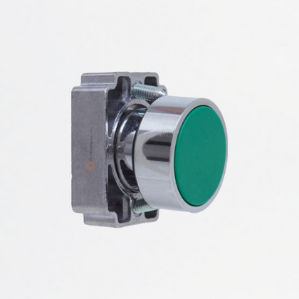 Pulsador 22mm Verde Metalico sin Bloque, Requiere SLPL42 (NA), Ref SLMRN2, Marca Steck (O)