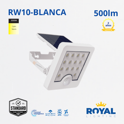 LED Luminaria Blanca Deco Solar de Pared RW10, 3000K, IP65, Ref RW10, Marca Royal Lighting (En Stock) X1 Punto