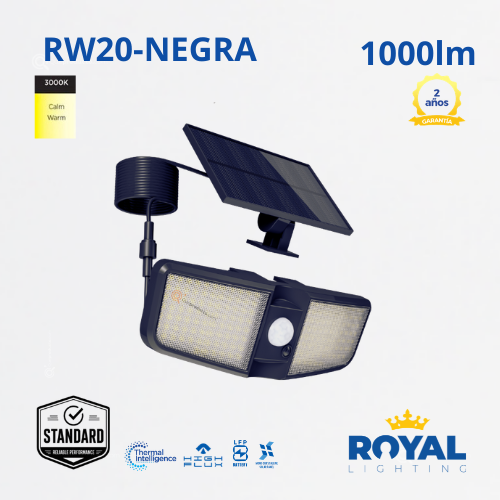 LED Luminaria Deco Solar de Pared RW20, 3000K, IP65, Ref RW20, Marca Royal Lighting (En Stock) x2 Puntos