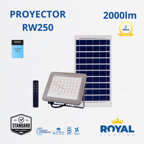 LED Proyector Solar RW250, 6500K, 110G, IP65, Ref RW250, Marca Royal Lighting (En Stock) x2 Puntos
