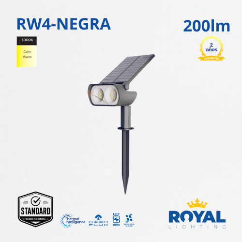 LED Luminaria Deco Solar Spot Estaca RW4, 3000K, IP65, Ref RW4, Marca Royal Lighting (Bajo Pedido) X1 Punto