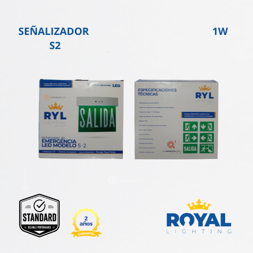 LED Señalizador de emergencia Multiproposito 1W, 100-240V, Ref S2, Marca Royal Lighting (En Stock)
