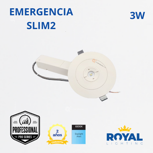 LED Luminaria de emergencia 3W, 6500K, 100-240V, Ref SLIM 2 PRO, Marca Royal Lighting (En Stock)