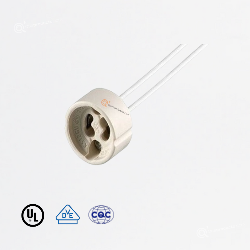 Socket Cerámico GU10 UEmpaqueX100, 110V- 250Vmax, Ref T1, Marca Royal Lighting (En Stock)