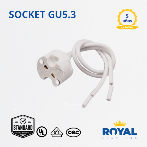 Socket Cerámico G4/G5.3 UEmpaqueX100, 12V/110V-250Vmax, Ref T2, Marca Royal Lighting (En Stock) X1 Punto