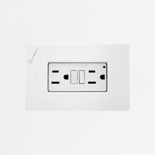 Toma doble GFCI Blanca, 15A 110-150V + tapa 1 PCE, Ref 14066GFCI, SOLAIO-EXE (O)