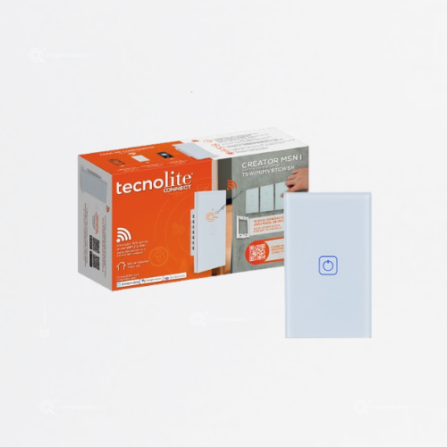 Interruptor Sencillo CREATOR MSN I Sin Neutro, 100-240V, Ref TSWIM1MVBTCWSN, Marca Tecnolite (Bajo Pedido)