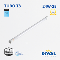 LED Tubo T8 PC opalizado 24W, 6500K, 2200 lm, 240G, Conex 2E, 100-240V, Marca Royal Lighting (En Stock)