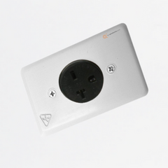 Toma Bifasica Pata Cruzada 20A Incrustar, Polo a Tierra, 250V, IP20, Ref FT-14, Marca Kontiki (S)