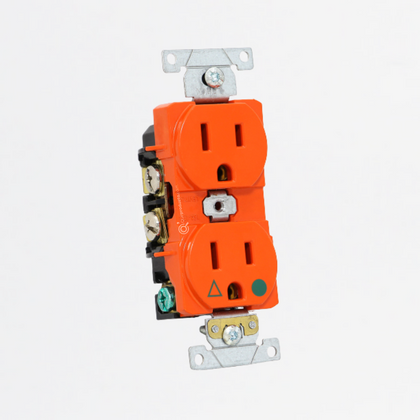 Toma Doble Hospitalario Polo a Tierra Naranja (Sin tapa), 15a 125V, Ref TRIG8200RN, Marca Eaton