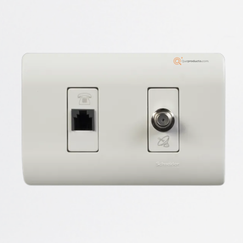 Toma Telefonica Tipo Americano Doble Genesis RJ11 + TV Blanco, Ref MWD130317562, Marca Schneider (O)