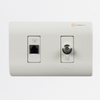 Toma Telefonica Tipo Americano Doble Genesis RJ11 + TV Blanco, Ref MWD130317562, Marca Schneider (O)