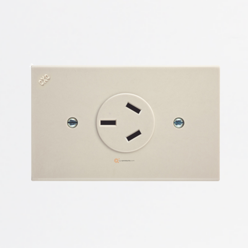 Toma 20 A Tripolar Marfil, 220V, Ref 0020T3, Marca EXE (O)