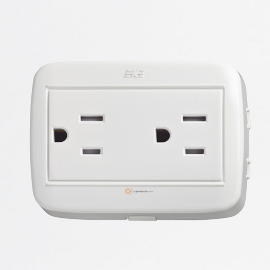 Toma Doble sobreponer 2p+tierra 6A, Ref DUE 12066N, Marca DUE-EXE (En Stock)