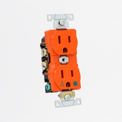 Toma Doble Hospitalario Polo a Tierra Naranja (Sin tapa), 15a 125V, Ref TRIG8200RN, Marca Eaton (O)