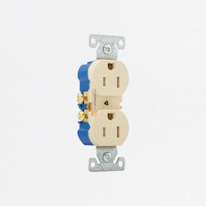 Toma Doble Polo a Tierra de Seguridad Marfil (Sin Tapa), 15A 125V, Ref TR270V, Marca Eaton (O)