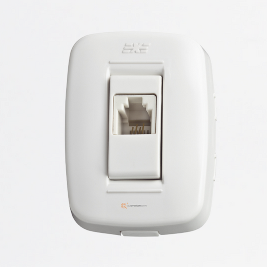 Toma Teléfono Americana 4 hilos sobreponer (RJ11), Ref DUE 12006TA4, Marca DUE-EXE (Bajo Pedido)