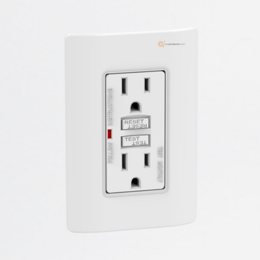 Tomacorriente Doble GFCI Miluz 20A 125V 2Polos+Tierra 50/60Hz S3B10310, Marca Schneider (Bajo Pedido)