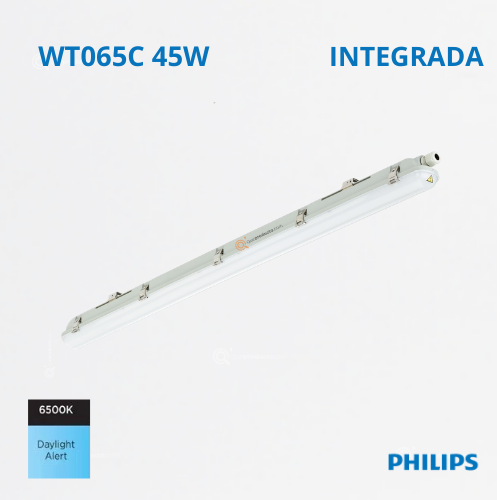 LED Luminairia Hermetica WT065C 45W, 6500K, 7000lm, 120-277V, Ref 911401879385, Marca Philips (En Stock)