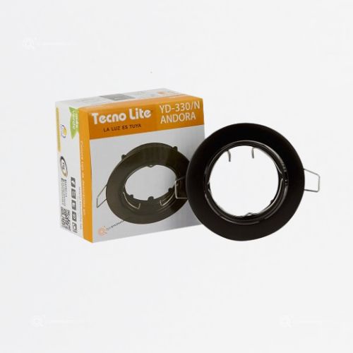 Chasis Bala MR16, Aluminio Negro Max 50W, base Sugerida GU10, Ref YD-330/N, Marca Tecnolite (Bajo Pedido)