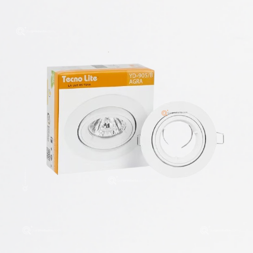 Chasis Bala MR16 AGRA Blanca Max 50W, base Sugerida GU10, Ref YD-905/B, Marca Tecnolite (Bajo Pedido)