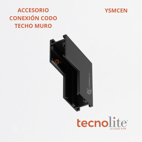 Accesorio Conexión Micro Riel Mag, Codo Muro Techo, Ref YSMCEN, Marca Tecnolite (Bajo Pedido)