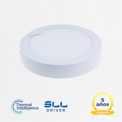 LED Panel redondo 24W Sobreponer, 6500k, 1920 lm, IRC 80, 120G, 100-240V, Marca Royal Lighting (S)