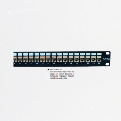 patch panel 1U Categoría 6A, 24 puertos, Ref NPP6A24-1624, Marca Powest (O)