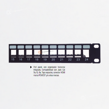 port panel Categoría 5E, 6 y 6A, 24 puertos, Ref NPPGEN-5624, Marca Powest (O)