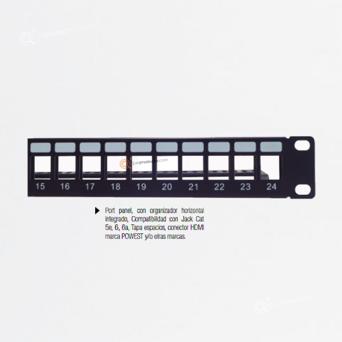 port panel Categoría 5E, 6 y 6A, 24 puertos, Ref NPPGEN-5624, Marca Powest (Bajo Pedido)
